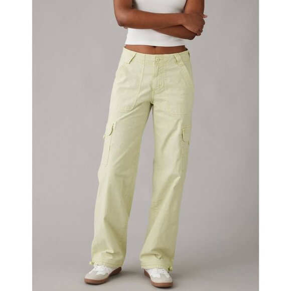BNWT American Eagle Snappy Stretch Convertible Baggy Cargo Jogger, Citron Size10 - Picture 1 of 9